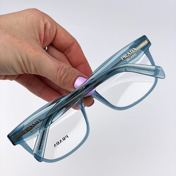 Prada PR17ZV 16J1O1 Eyeglasses Crystal Blue Square Women - Picture 5 of 11